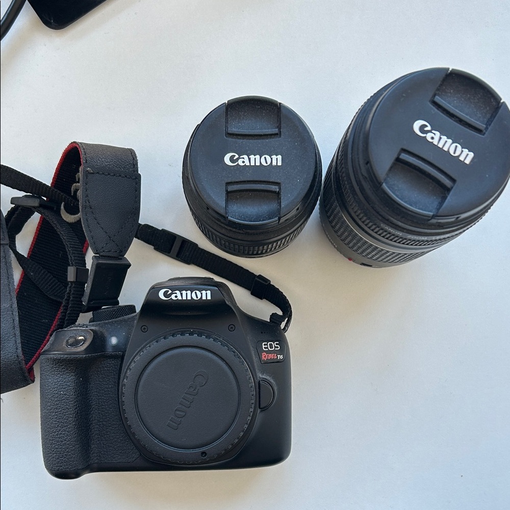 Canon EOS Rebel T6 Black DSLR Camera with Dual Lenses